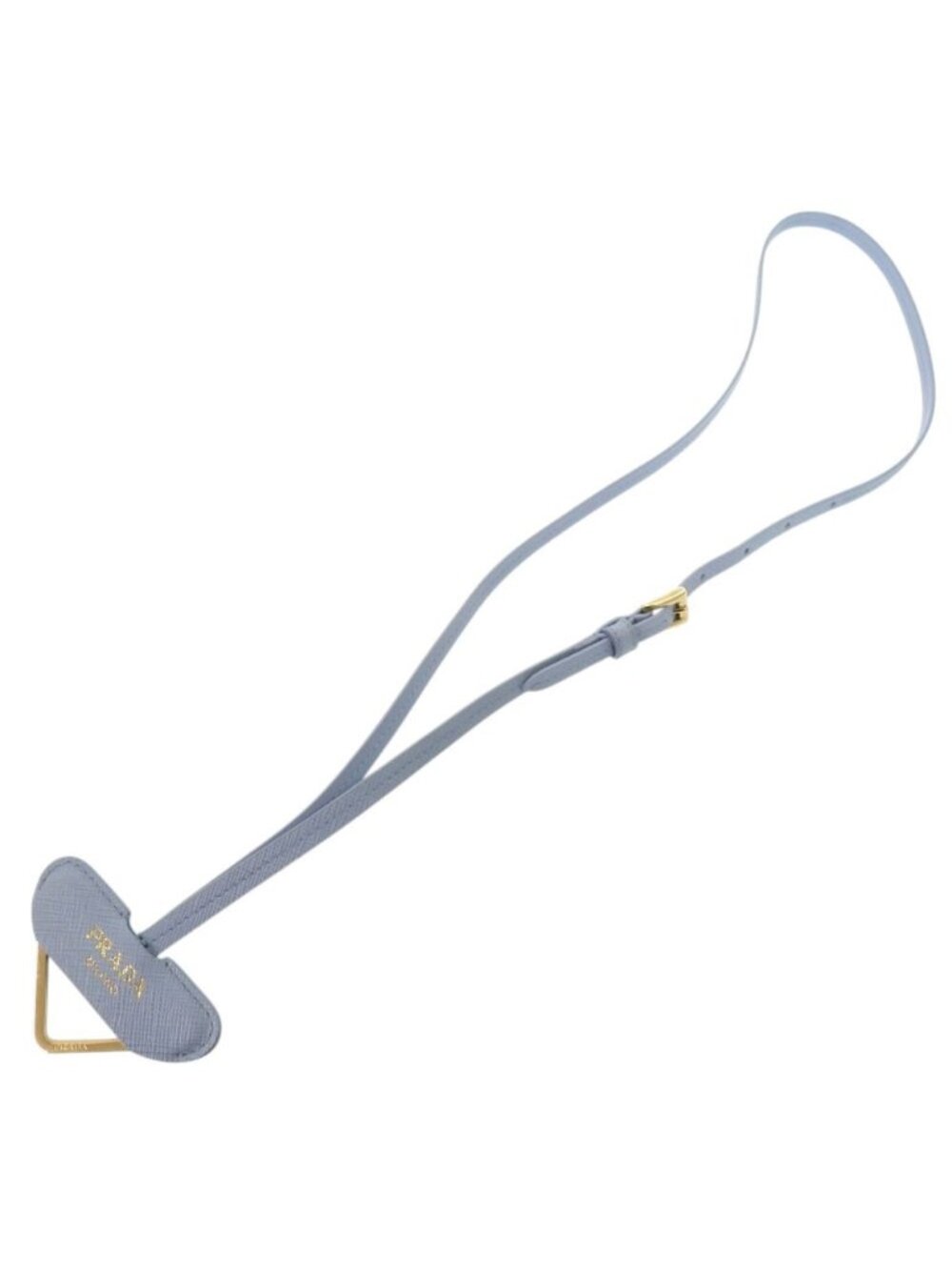 Prada Logo Triangle Motif Saffiano Leather Celeste Pendant